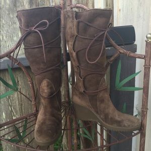 Ugg Elsey Expresso Lace Up Wedge Boots